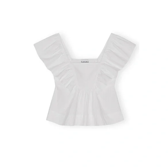 Ganni White Ruffle Sleeve Top - Picture 4 of 15